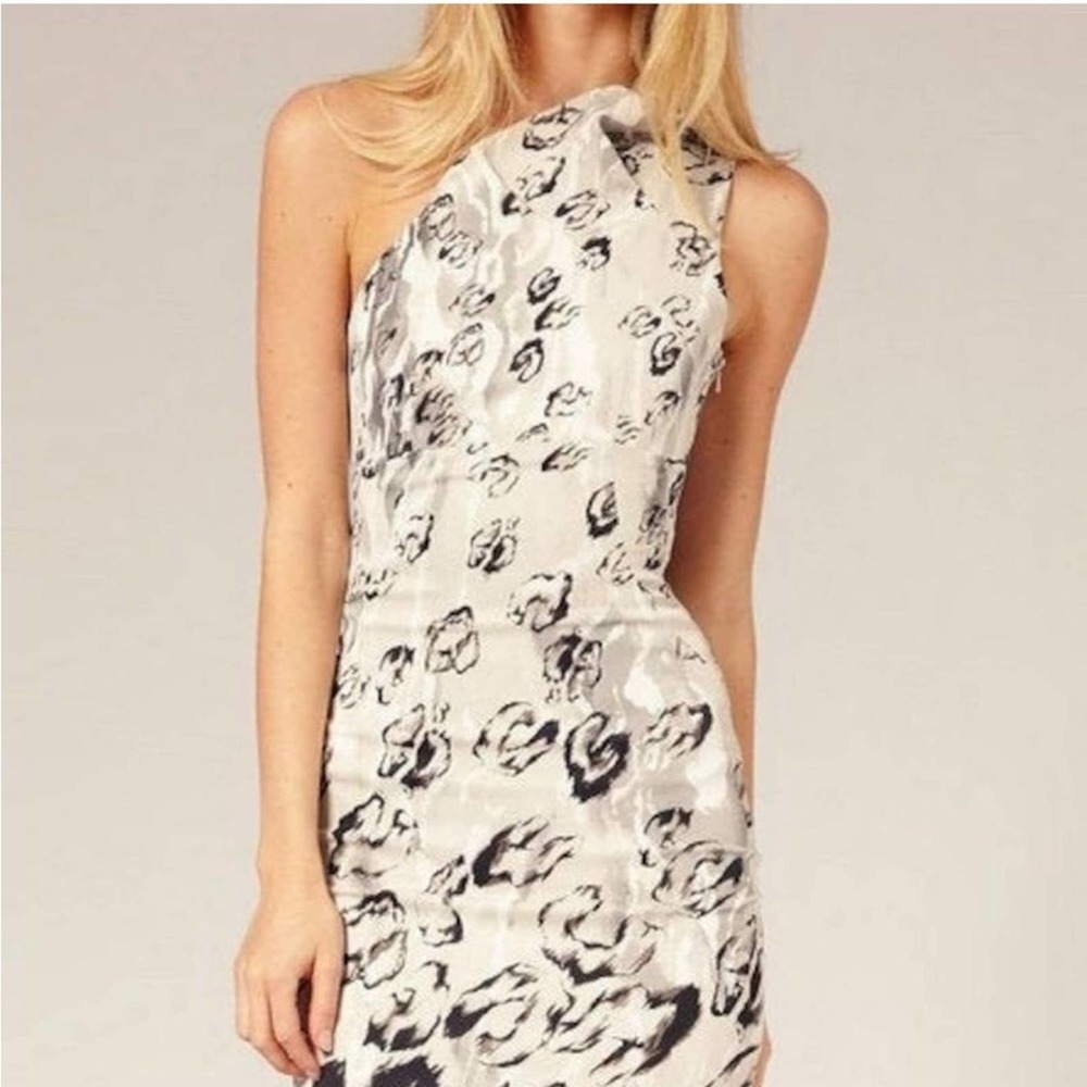 Karen Millen Snow Leopard Dress One Shoulder
